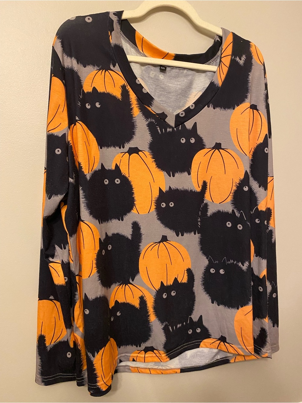 SHEIN Black & Orange Halloween Cat Pumpkin Long Sleeve Tunic